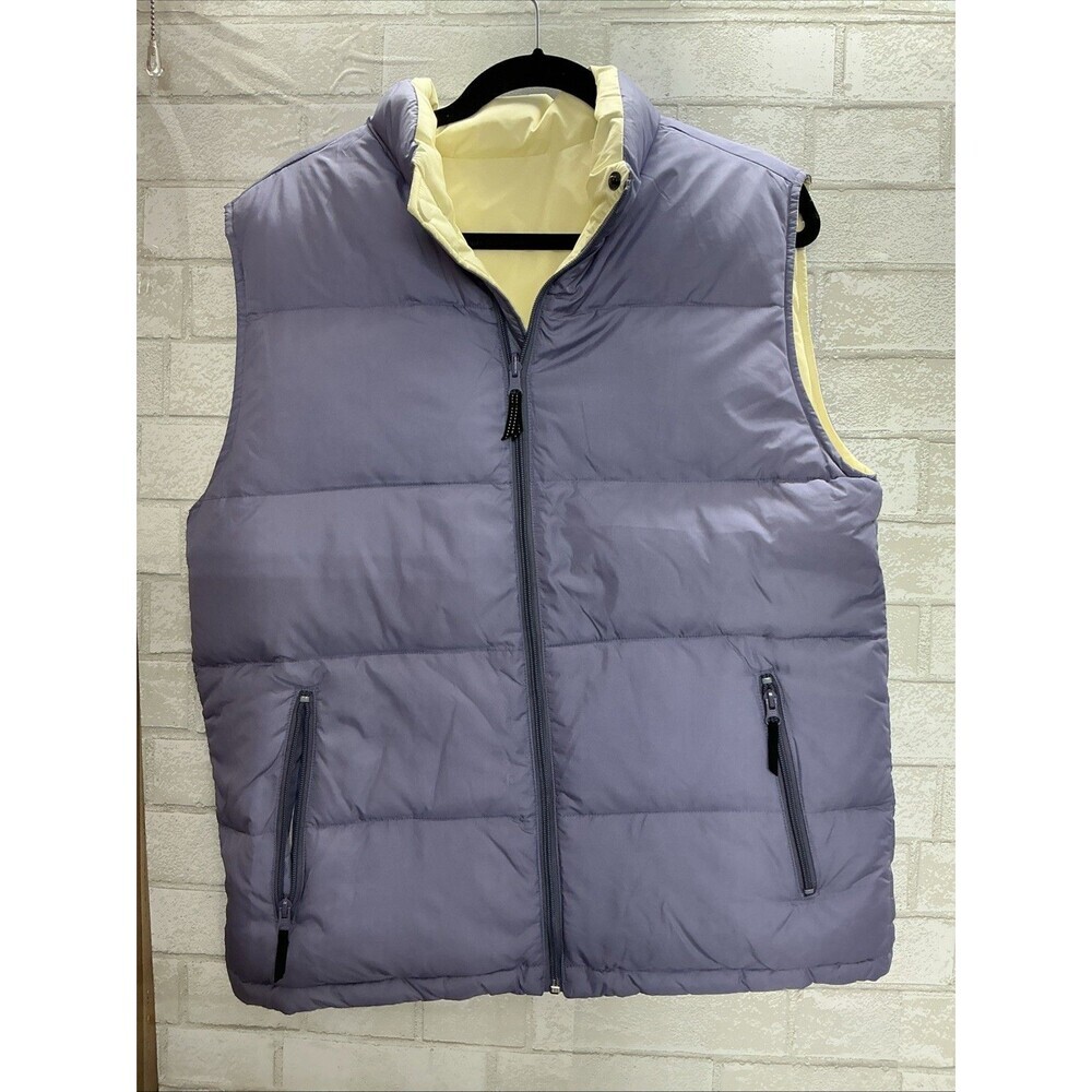 Lands End Reversible Down Puffer Vest Full Zip Women’s Size  16 Blue Black